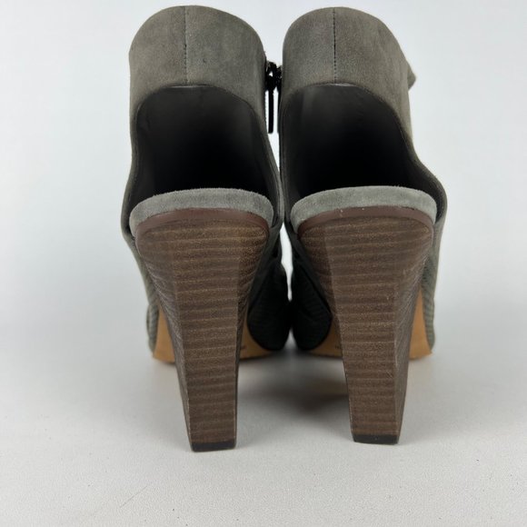 Vince Camuto Womens Kentvi Gray Suede Peep Toe Sandal Bootie Block Heel size 10 - Picture 4 of 16